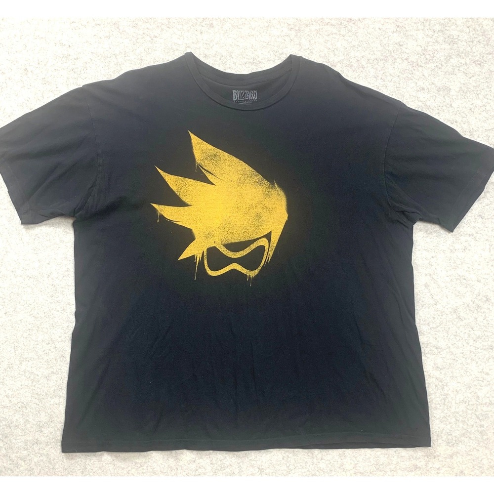 Blizzard Overwatch T-Shirt Mens XL Black Tracer Spray Graphic Cotton Tee Gaming